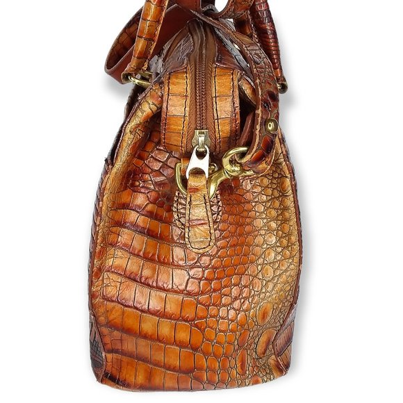 Vtg Brahmin Toasted Melbourne Stacy Crossbody Bag Croc Embossed Leather Brass - Picture 8 of 16